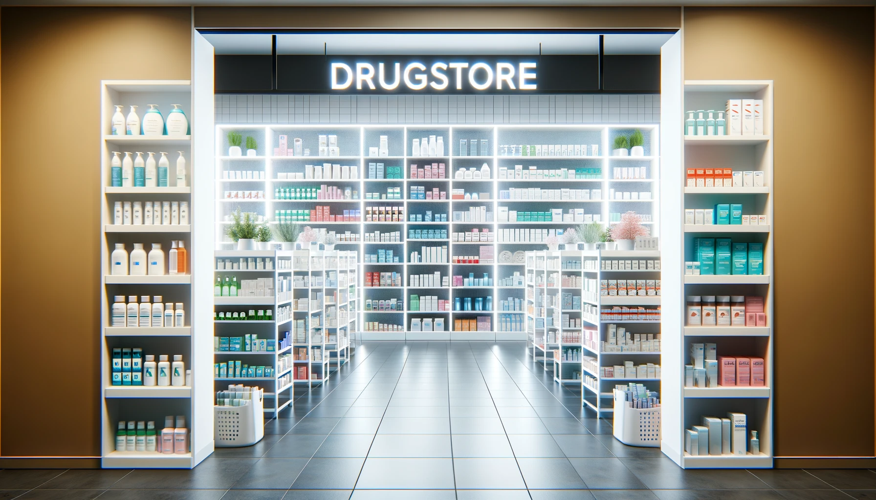 A modern drugstore aisle stocked with health products and medicines, as featured on Healthy Life - New Start.