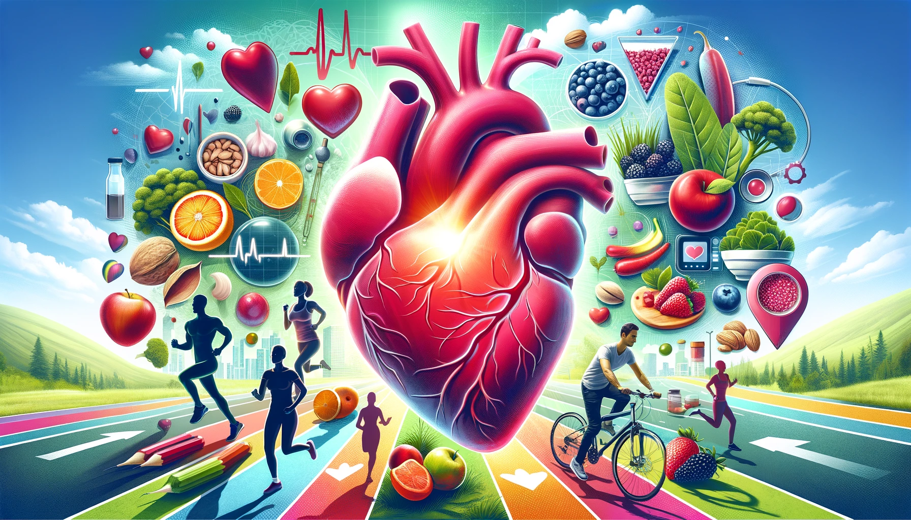  Heart health concept image with diverse people engaging in healthy activities, from Healthy Life - New Start blog.